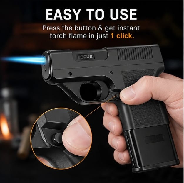 🔥 3-in-1 Premium Torch Lighter with Cigarette Holder & Flashlight | Powerful Windproof Blue Flame, Compact Pocket Design | BUY 1 GET 1 FREE